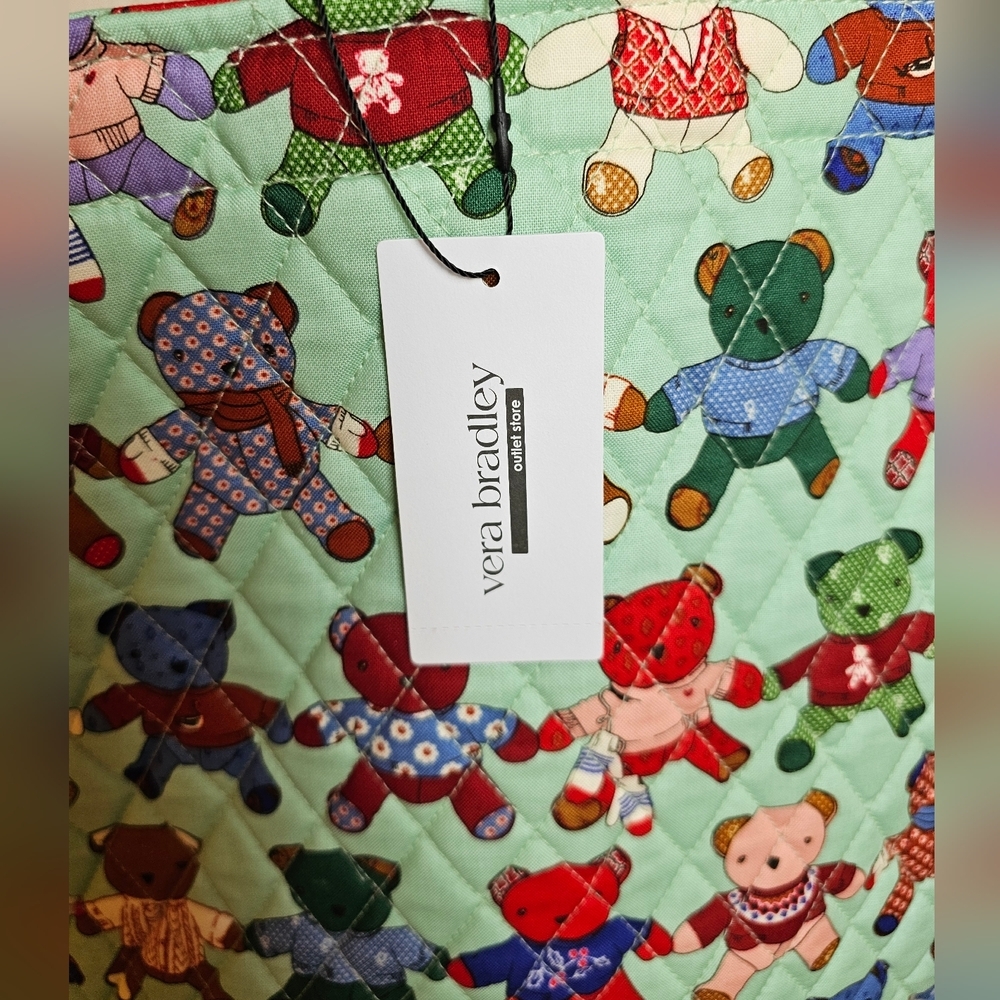 Vera Bradley Essential Grand Tote Quilted Toasty Teddies Adorable Bears - Picture 6 of 7
